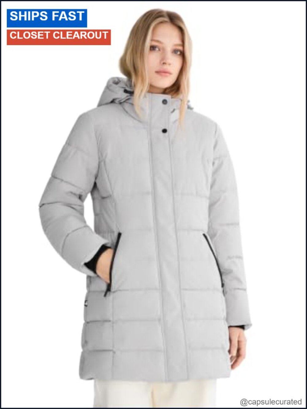 Mid-Length Hooded Puffer Coat Quilted Winter Parka for Women